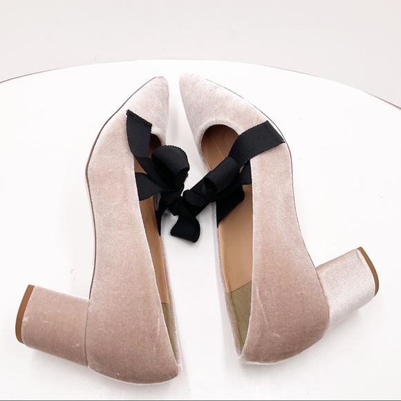 🆕{J.Crew} Avery Block Velvet Heels Bow - Picture 9 of 16